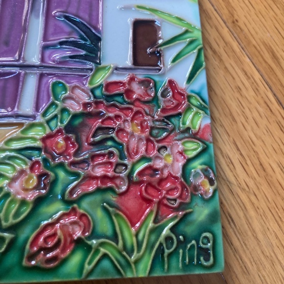 PING Artist Nautical Tropical Floral Ceramic Tile Art, Textured - Picture 6 of 9